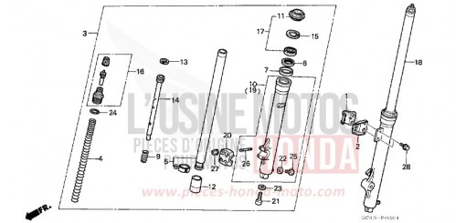 FRONT FORK (R2F/R2G) CR80R2F de 1985
